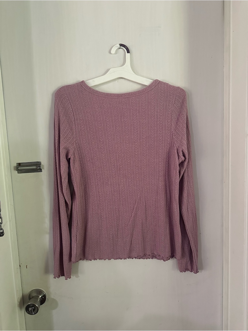 Mauve Ribbed Button-Up Shirt - Picture 4 of 4